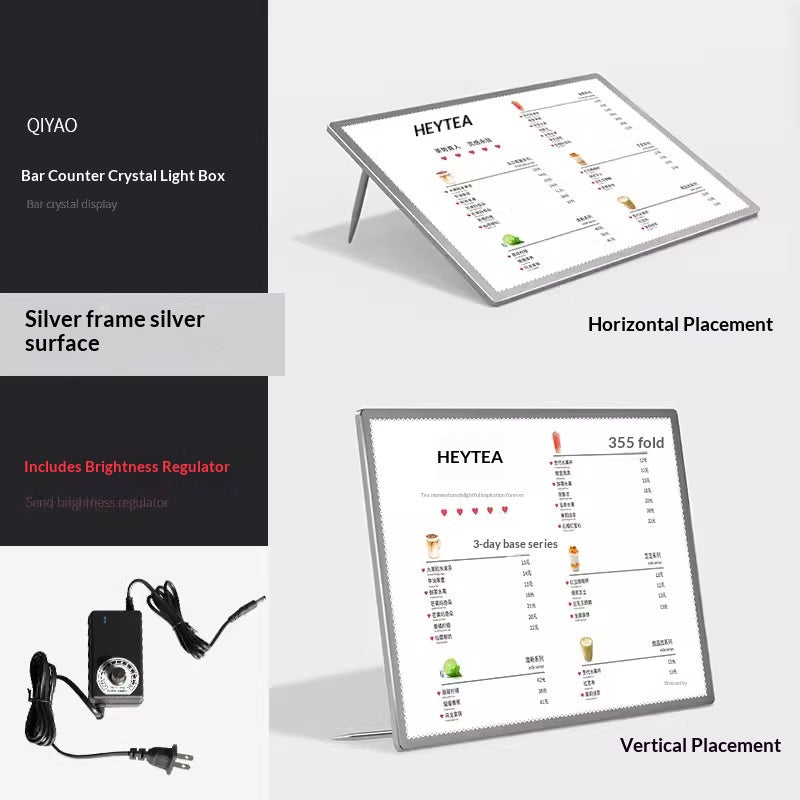 Luminous Menu Display Board Milk Tea Shop Design