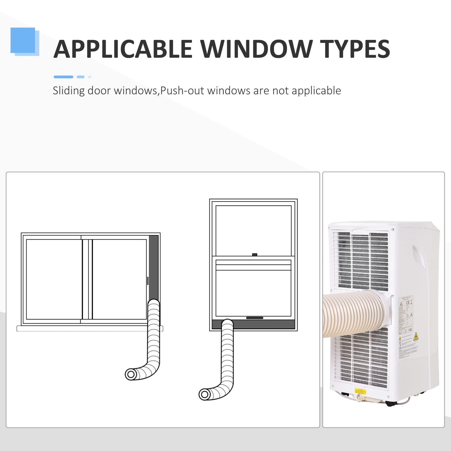 8000BTU Mobile Portable Air Conditioner with Cooling, Dehumidifier, and Ventilating with Remote Control, 2 Speed Fans, 24-Hour Timer for Bedroom, Living Room, Home Office, White