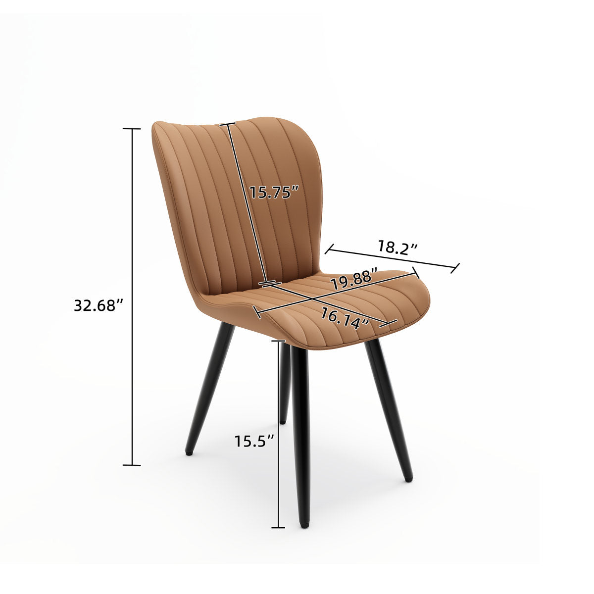 Set of 2 Modern PU Leather Dining Chairs with Thick Cushions & Metal Legs, Armless Faux Leather Side Chairs for Kitchen, Dining Room