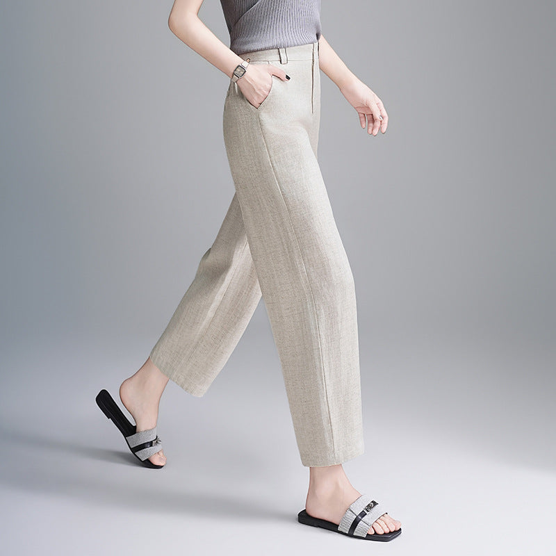 High-waisted Figure-flattering Fashion Casual Pants Cropped Trousers