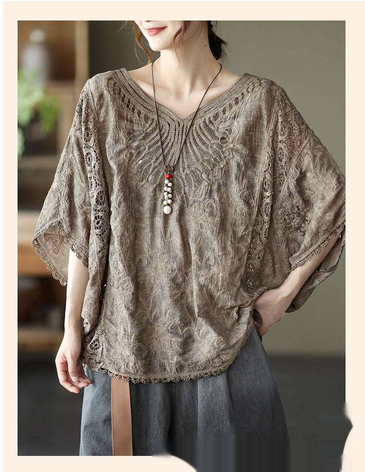 Summer Fashion Loose Fitting Plus Size Short Sleeve Tunic