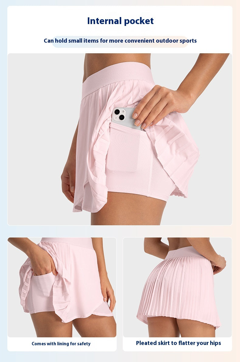 Cooling Three Points Exercise Skort Fashion Yoga Cross Front Pleated Skirt Tennis Skirt
