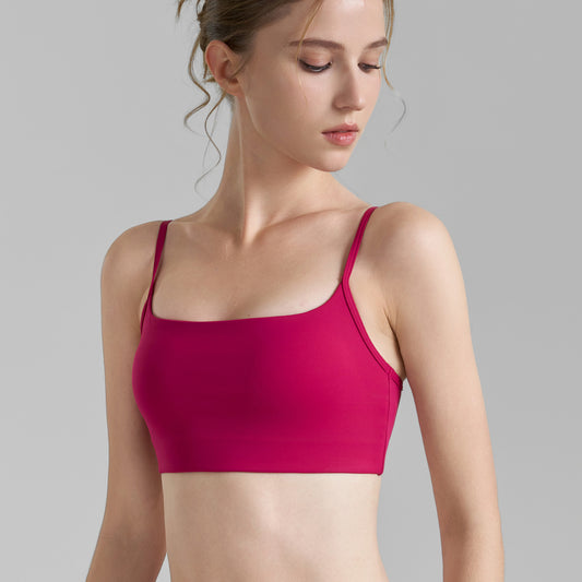 Double Strap Semi-fixed Cup Sports Bra U-shaped Back Fitness Vest