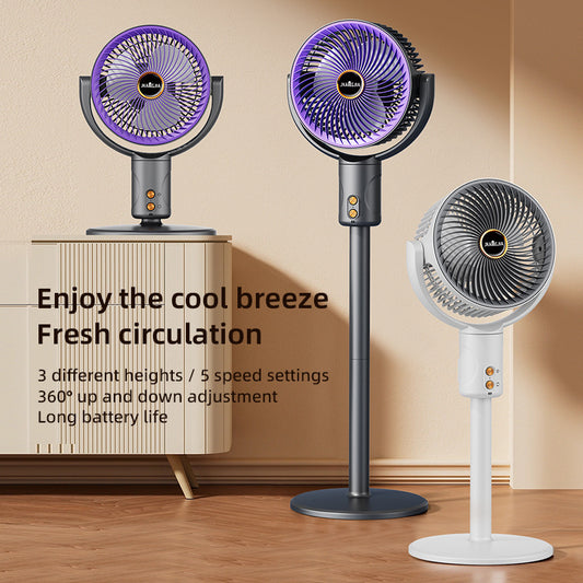 Portable Rechargeable Oscillating Desktop And Floor-standing Fan For Home Use
