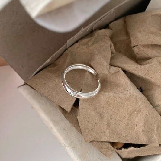 Korean Simple Minimalist Smooth Ring For Women, INS Trendy Cool Style, Adjustable Open Band