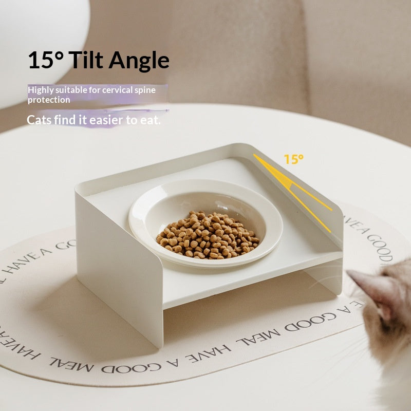 Portable Household Ceramic Pet Bowl With Beveled Edge