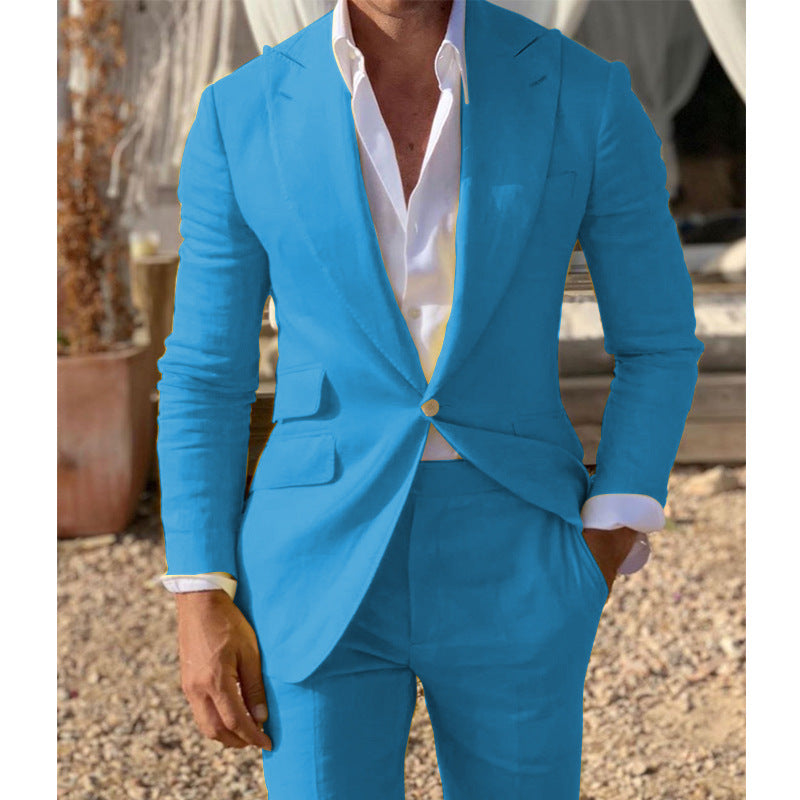 Cross-border Best-selling Mens Suit Two-piece Set