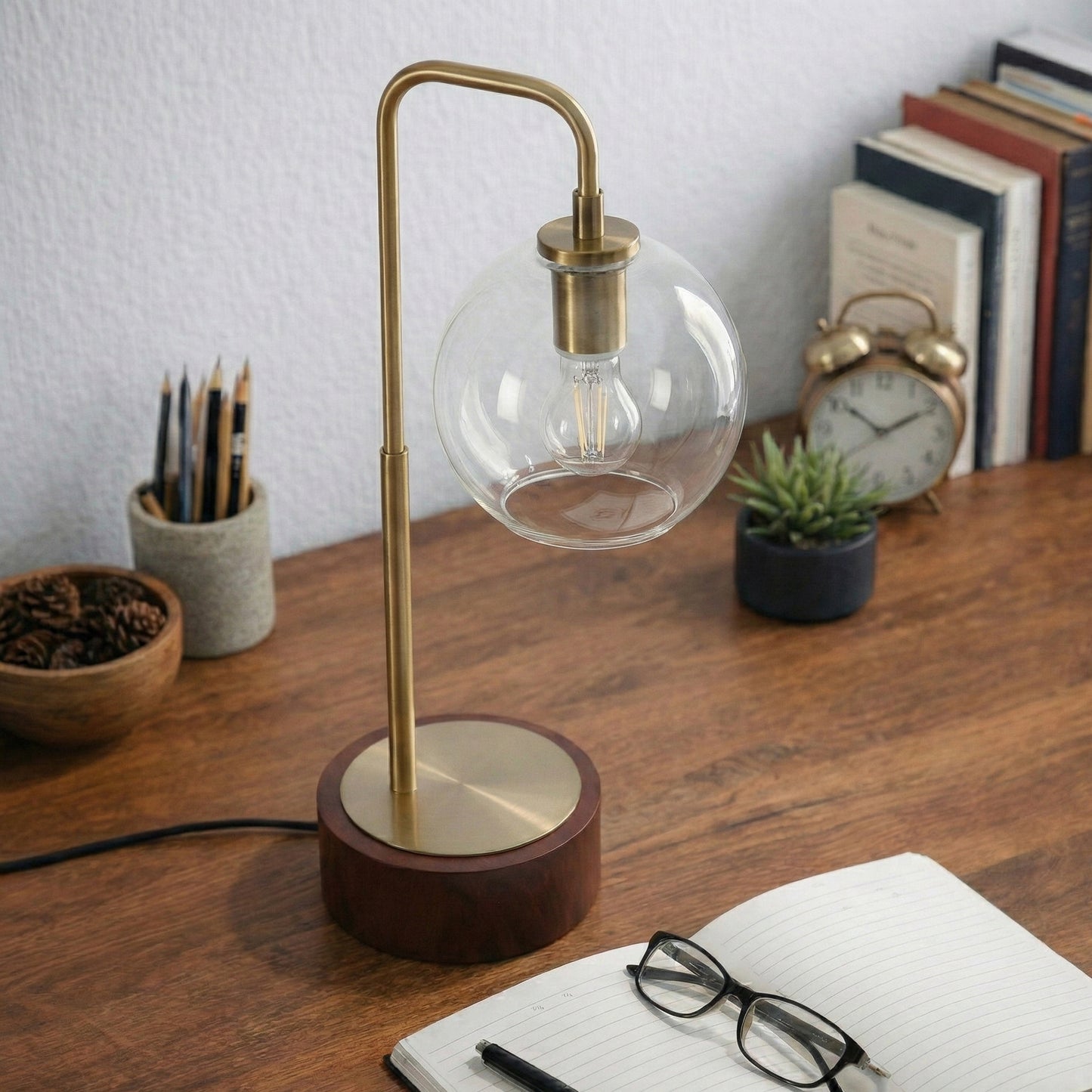 Modern Classic Desk Lamp Villa Living Room Bedroom Study Decorative Original Design European Glass Table Light, Easy Assembly Table Lamp For Sale, LuxeRay Simple Glass Globe Arched Table Lamp 110V