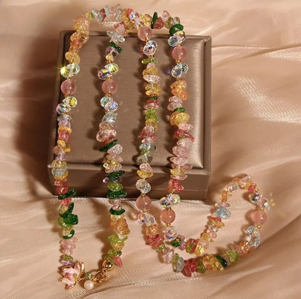 Natural Quartz Sand Stone Necklace All-match Crystal Accessories