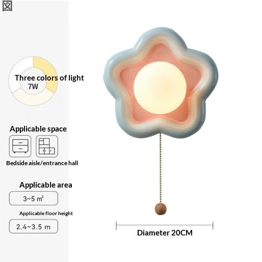 Wireless Charging Flower Design Warm Off-White Ceramic Wall Light