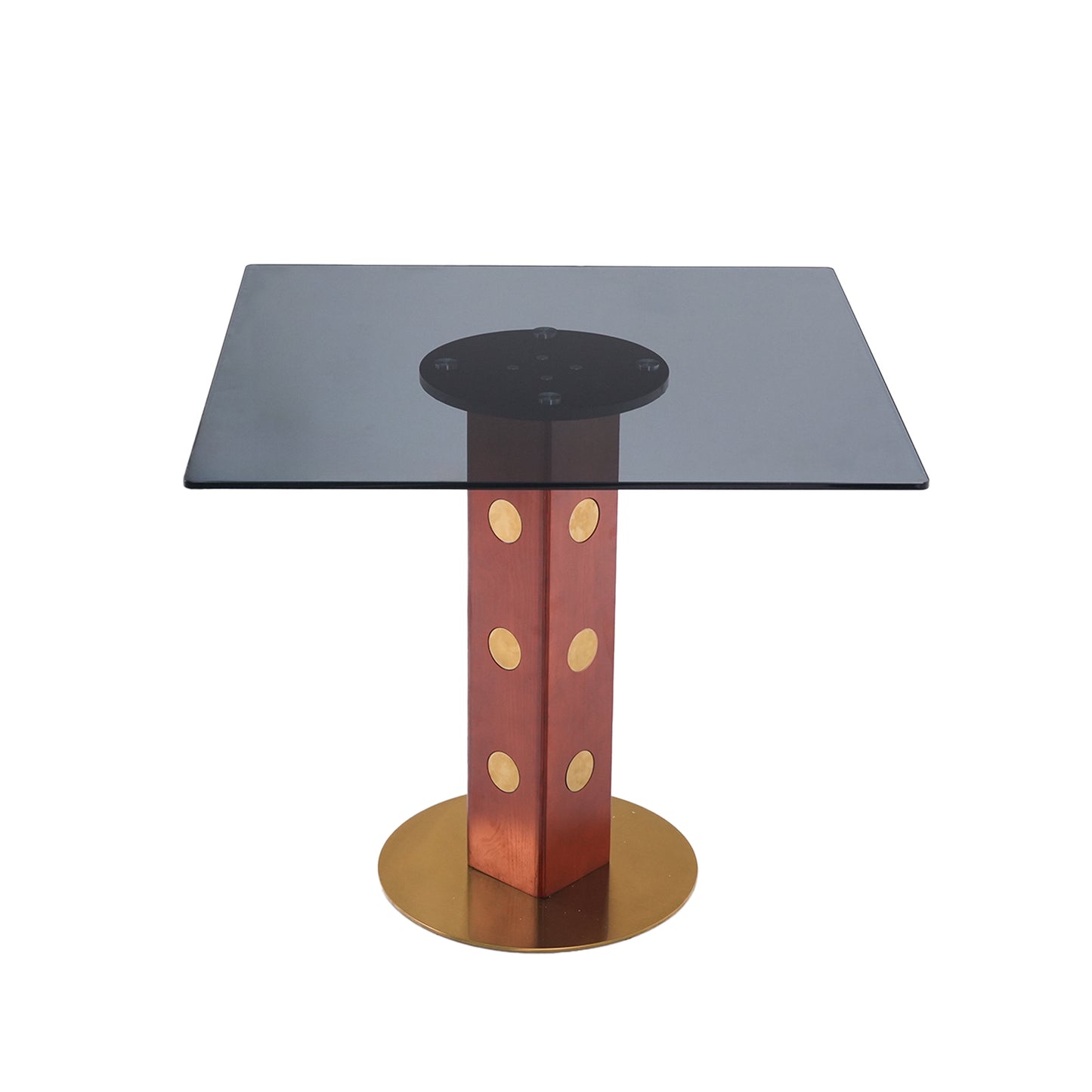 Modern Square Dining Table, 33.5  Tempered Glass Table With Wooden Leg & Gold Base, 2 - Person Kitchen Table For Small Space, 150lbs Weight Capacity Only The Negotiation Table