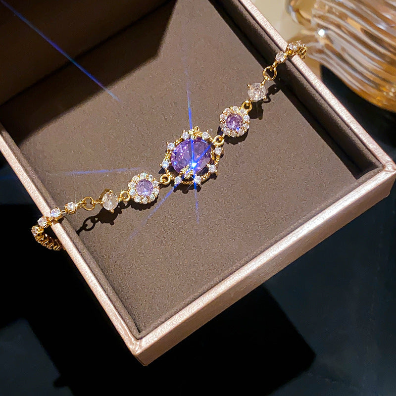 Parisian Style Oval Zirconia Bangle Gift Box Included Elegant Bracelet Perfect Present