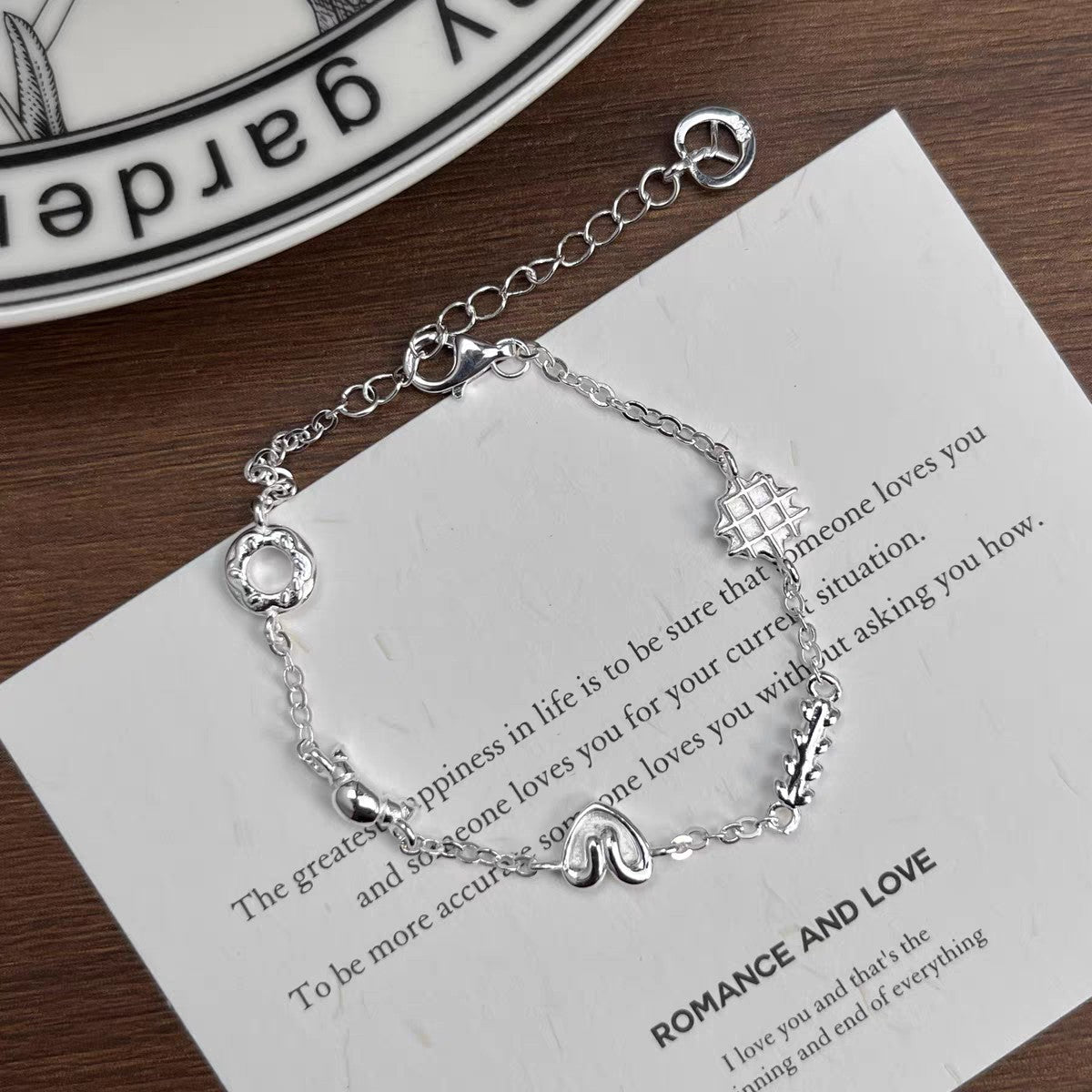 1pc 999 Sterling Silver Bakery Charm Bracelet, Cute Food Themed Style, Perfect For Daily Wear And Valentine's Gift