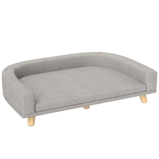 Hundesofa Für Große Hunde Bis 30 Kg, Gepolsterte, Kiefernholzbeine, 98 X 67 X 25 Cm, Grau