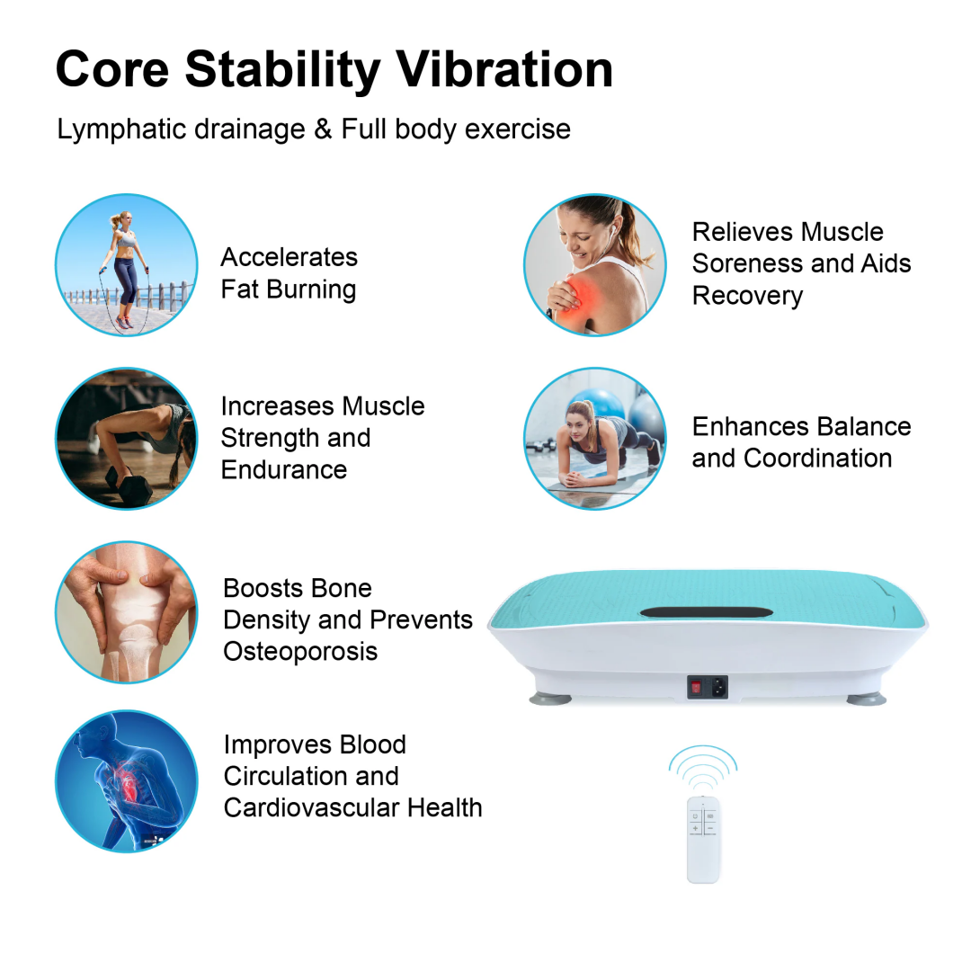 Silent Vibration Platform Crazy Fitness Massage 10-Frequency Weight Loss & Fat Burner Body Shaking Machine For Unisex Blue