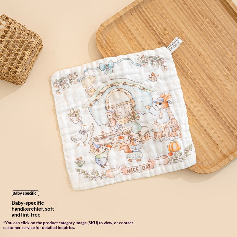 Baby A-Grade Pure Cotton Small Square Towel Baby Bib Six-Layer Gauze Newborn Childrens Gift Face-Washing Toddler Towel