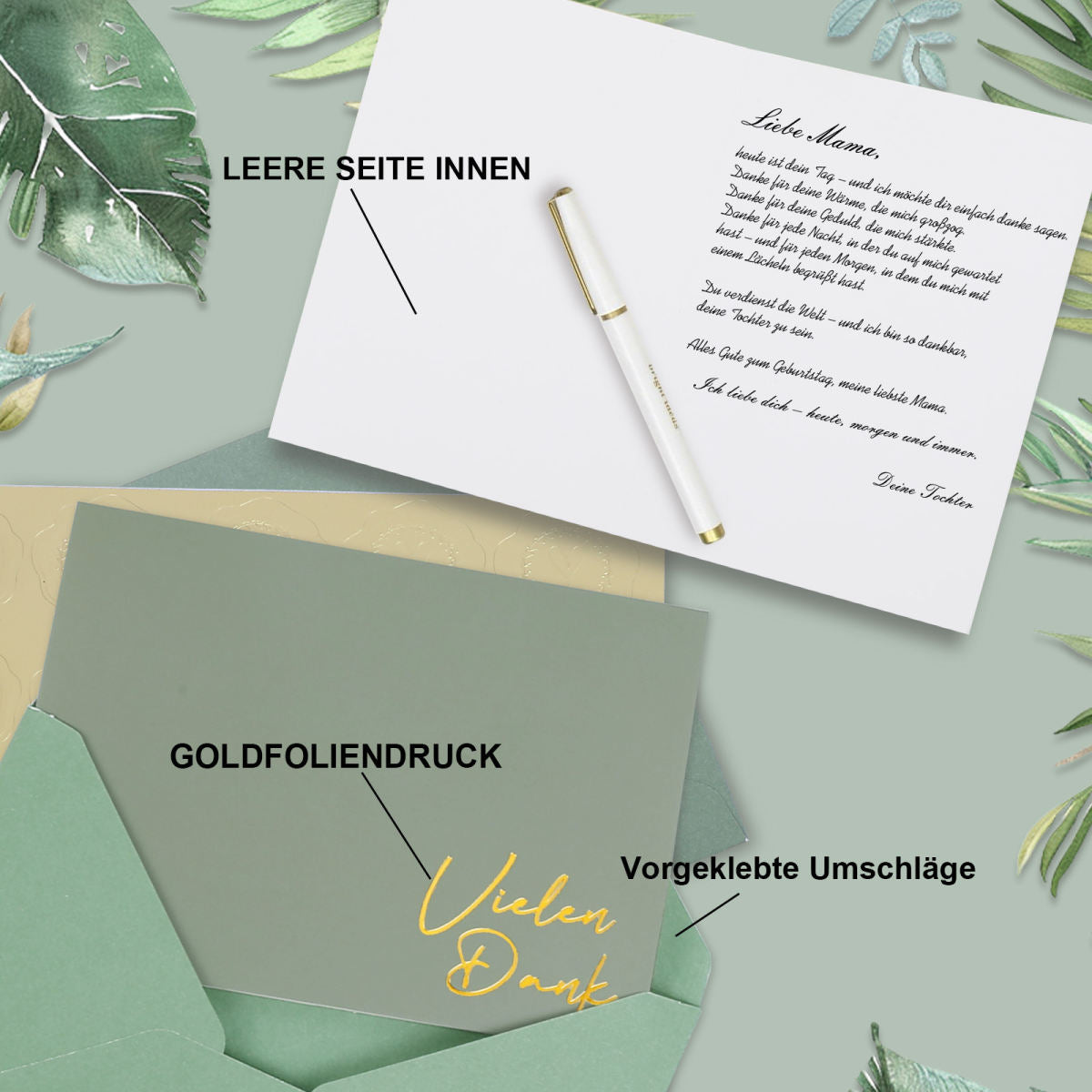 Set Of 24 Thank-you Cards With Envelopes And Stickers, Consisting Of Elegant Blank Cards For Personal Messages. Suitable For All Occasions, Including Weddings, Business Events, And Parties.