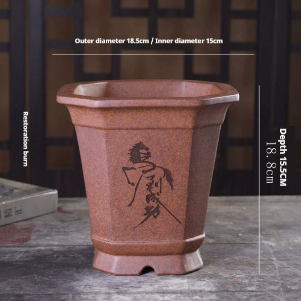 Zisha Flower Pot Desktop Chinese-style Indoor Desk Decoration