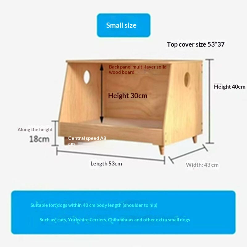 Solid Wood Nightstand Dog House Pet Cabinet Multi-Functional