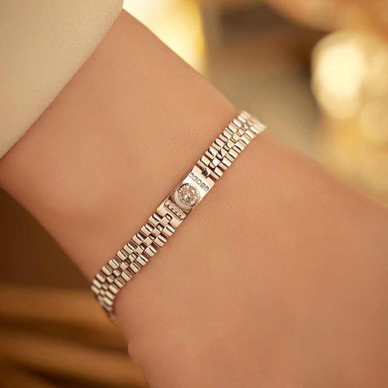 S925 Silver Korean-style Fashionable Watch Strap Zircon Bracelet