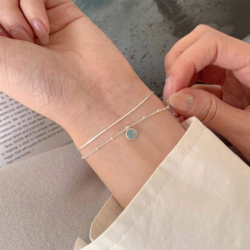 S925 Sterling Silver Double-layer Bracelet Korean-style Jewelr