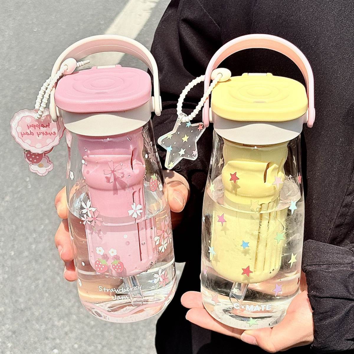 Cute Borosilicate Glass Cup With Tea-infuser Separation