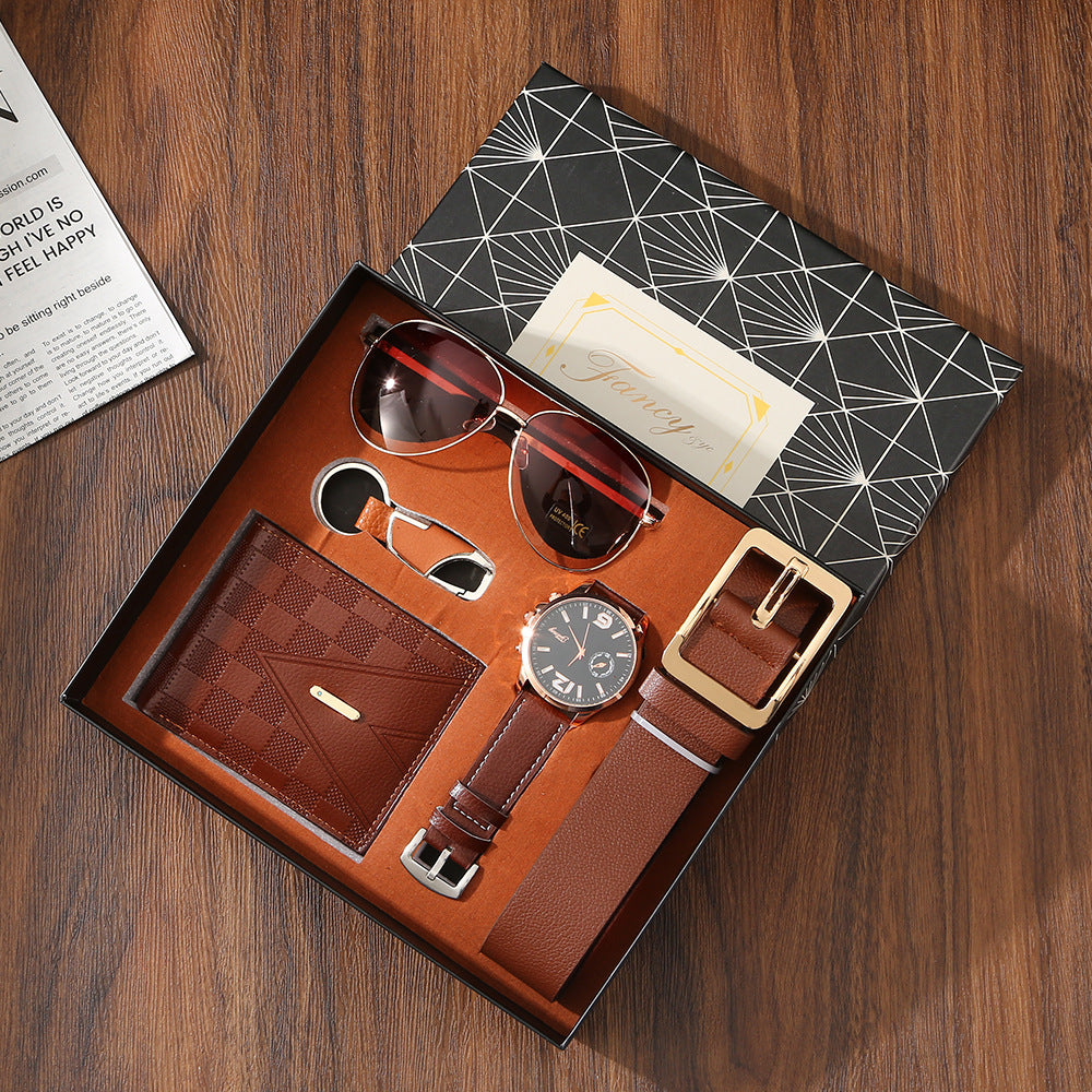 Mens Leather Wallet Belt Watch And Sunglasses As Gift Items