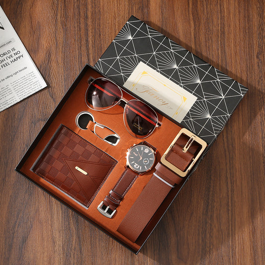 Mens Leather Wallet Belt Watch And Sunglasses As Gift Items