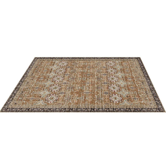 Area Rug, 7.5 X 9.5 Ft Large Washable Rug, Non-Slip And Tear-Resistant Soft Carpet, Pet & Child Friendly Vintage Area Rugs, Indoor Mat For Bedroom, Living Room, Office, Entryway, Brown Green