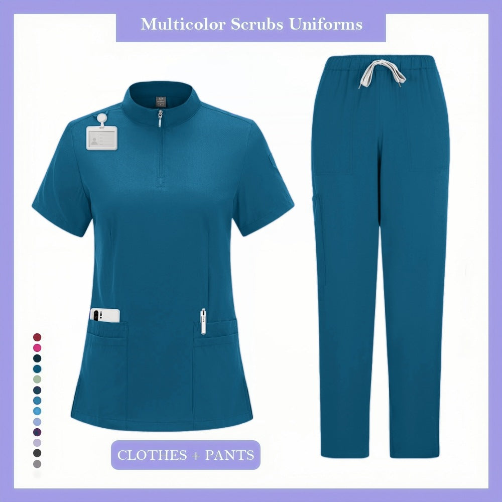Zipper Beauty Salon Scrub Workwear