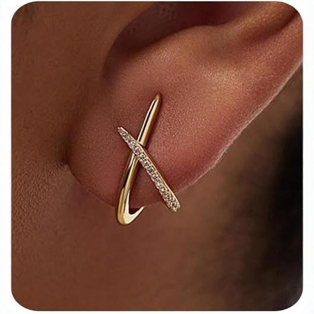New Cross Zircon Stud Earrings For Women Minimalist Versatile Earrings Luxury Elegant Jewelry