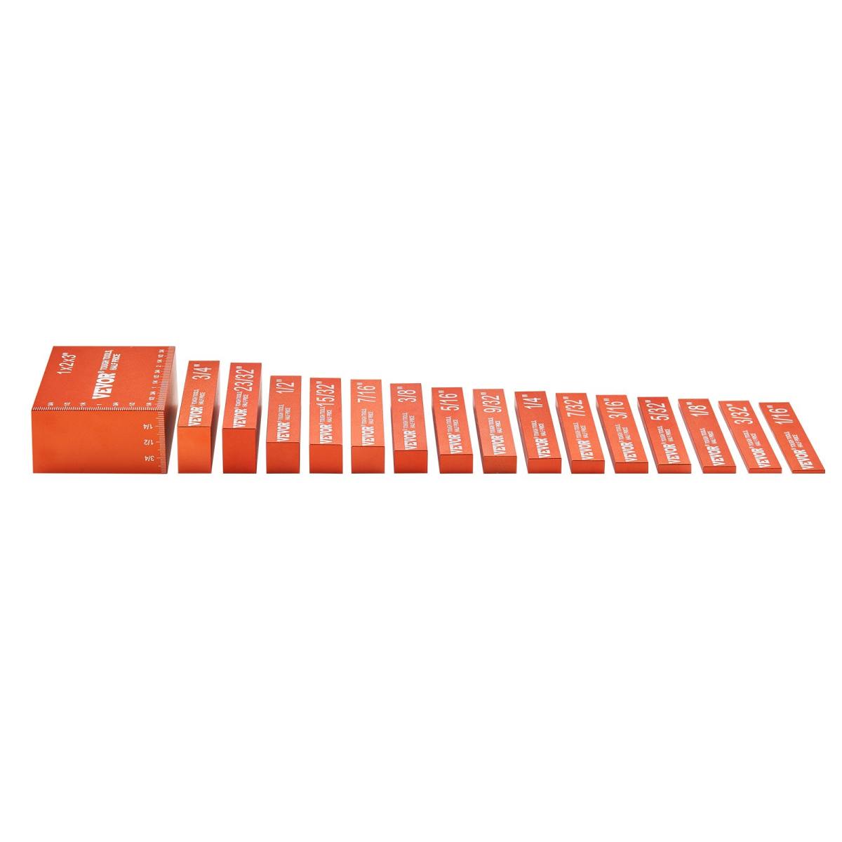 Setup Blocks Woodworking Tools, 16-Piece, Precision Height Gauge Block Set, With Clearly Laser Engraved Size Markings And Storage Case, Aluminum Setup Bars For Router And Table Saw Accessories