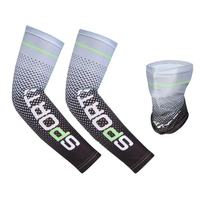 1 Set UV Resistant Ice Silk Cooling Sleeves And Face Mask Scarf