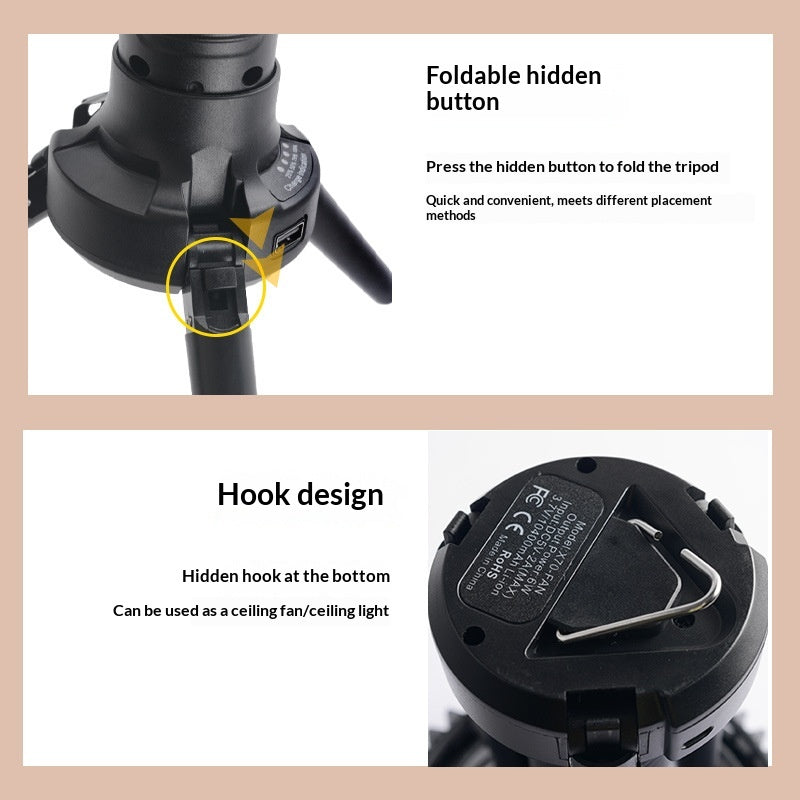 Portable Folding Ceiling Fan With Long Battery Life For Charging