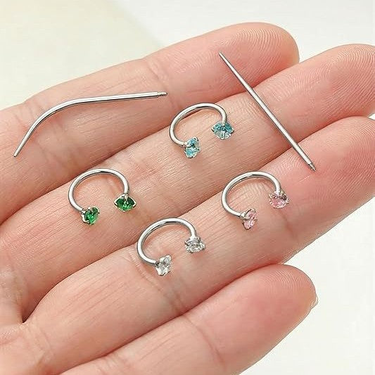 Stainless Steel Round Zircon Nose Ring Fashionable And Minimalist Body Piercing Jewelry