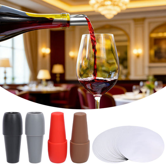 Reusable Champagne Bottle Stoppers (4 Pcs) + 20 Pourers - Practical Bar Set And Party Accessories Set