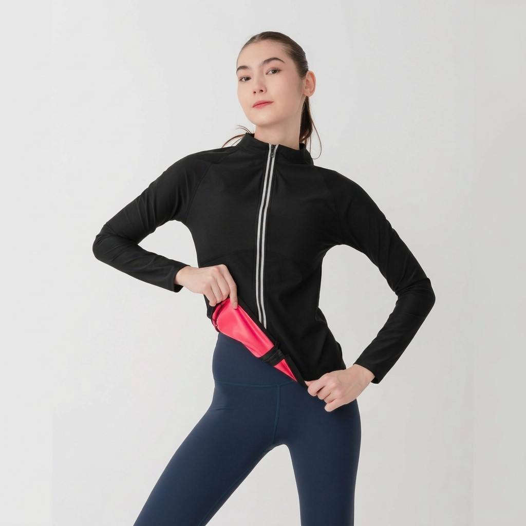 Sauna Jackets For Women Long Sleeves Sweat Suit Weight Loss Shirt Zipper Workout Gym Exercise Body Shaper