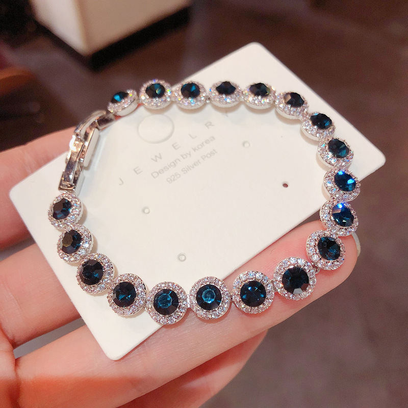 Glacier Blue Zirconia Bracelet Ins Style Korean  Dainty Bangle Luxury Premium Wrist Jewelry