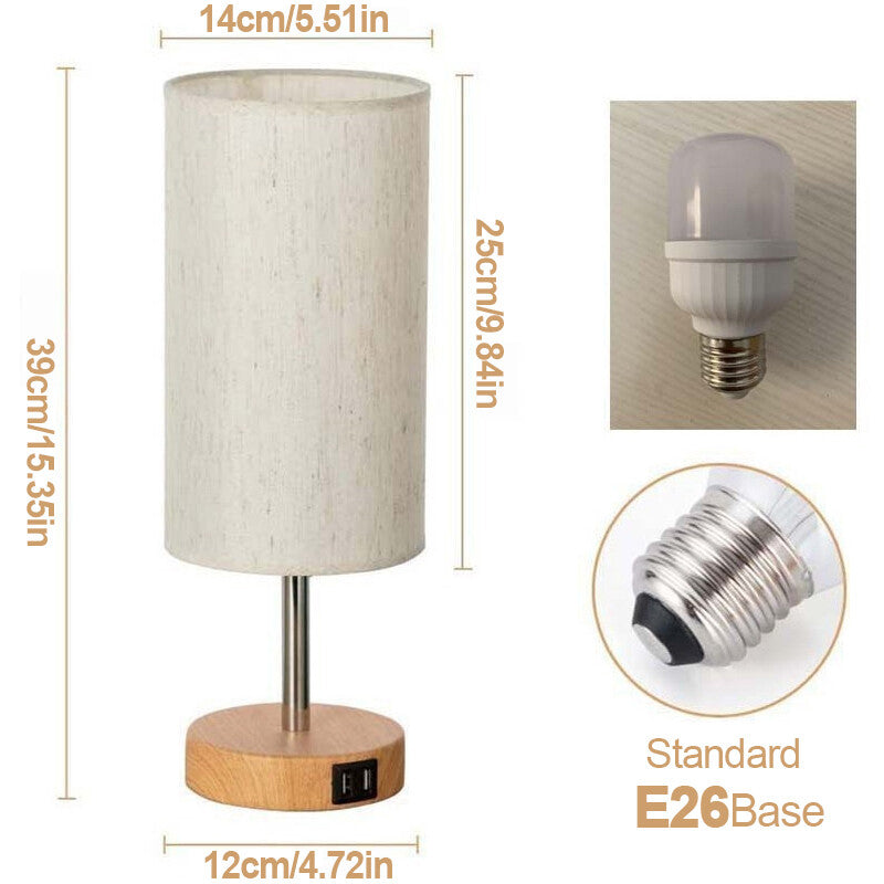 Bedside Lamp Touch Control Table Lamp With USB A Charging Ports 3-Way