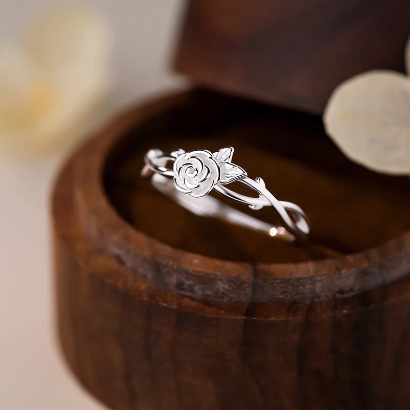 1pc 999 Sterling Silver Rose Open Ring, Delicate Style, Perfect For Daily Wear And Valentine's Gift