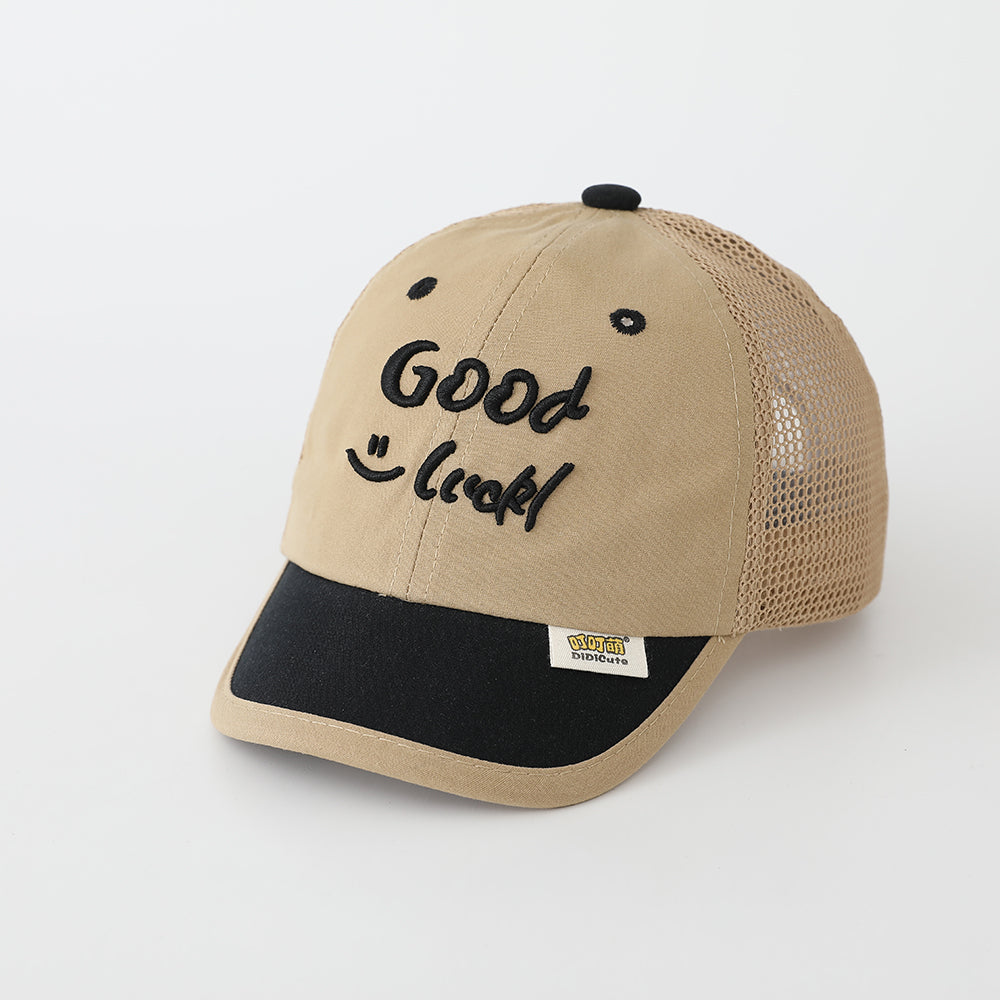 New Children's Multi-color Mesh Breathable Patchwork Baseball Cap With Fun English Embroidery, Korean-style Casual Style Sun Hat