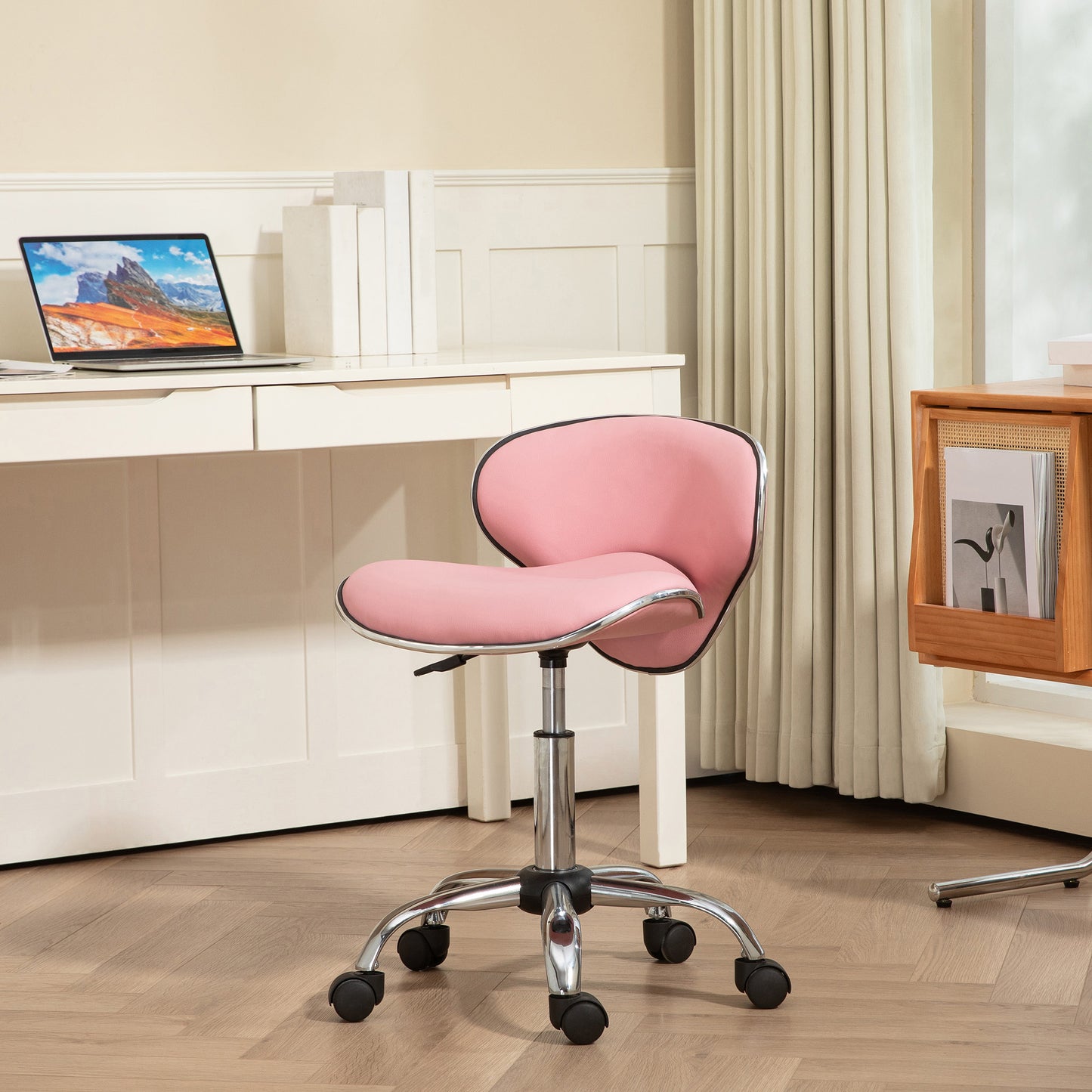 Adjustable Rolling Swivel Beauty Salon Chair, Stool For Spa, Pink