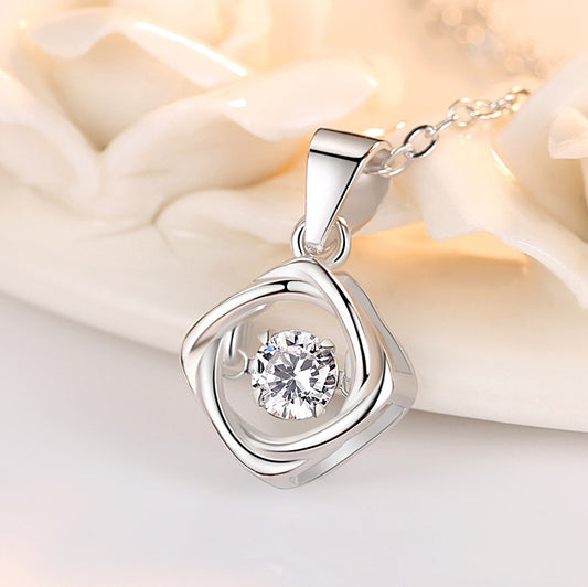 Womens Korean-style Minimalist S925 Sterling Silver Dainty Four-Leaf Clover Necklace