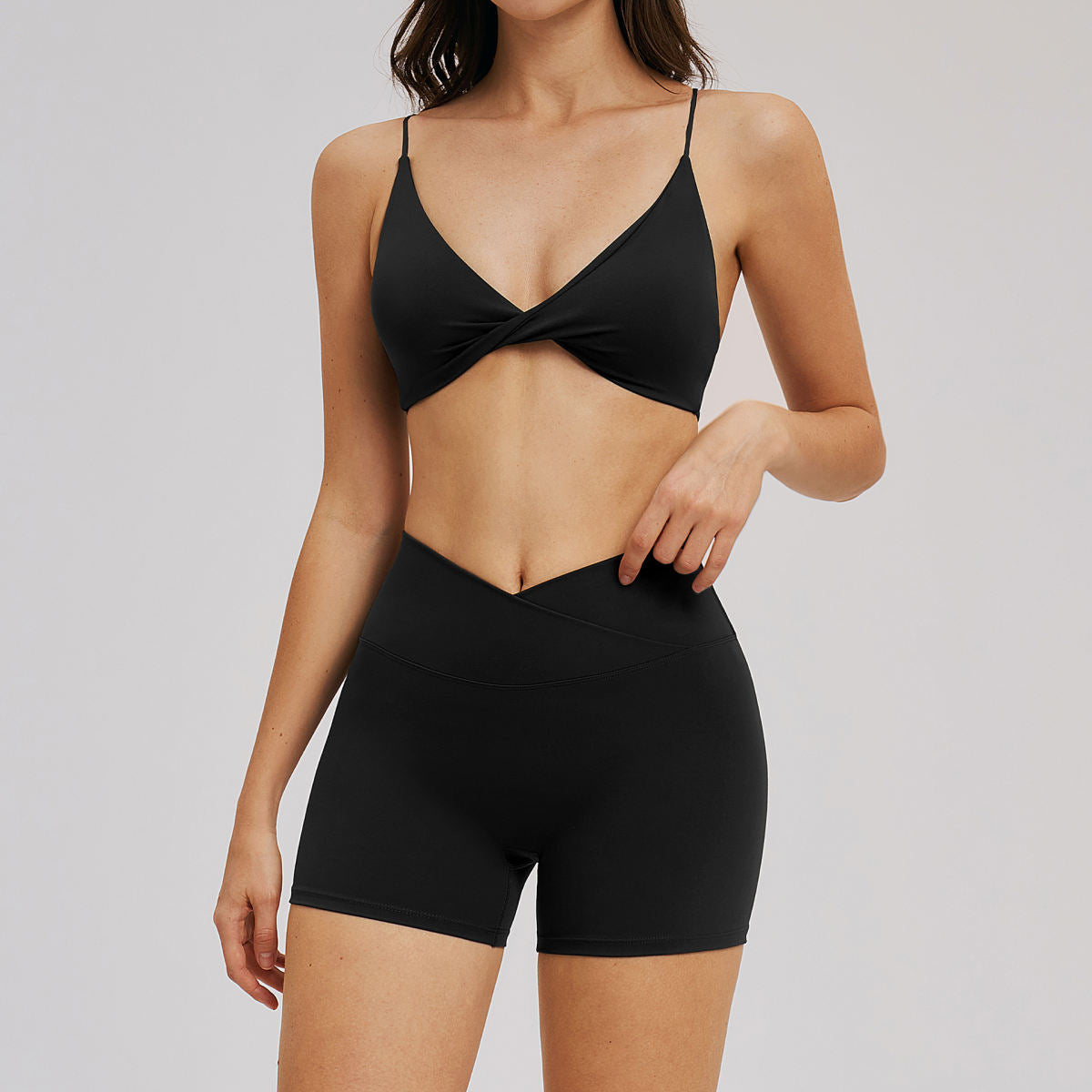 Brushed Yoga Set With Thin Straps Beautiful Back Design Casual And Fitness-oriented