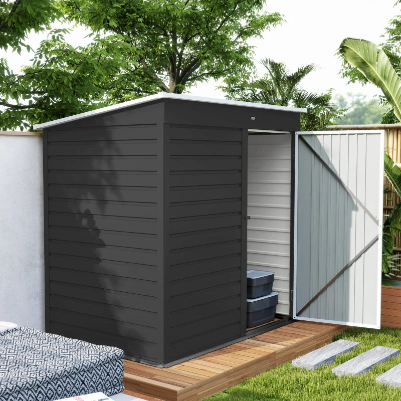 6' X 4' Outdoor Garden Shed, Metal Storage Shed With Lockable Door And Gloves For Backyard Garden Patio, Dark Gray Multiple Packages