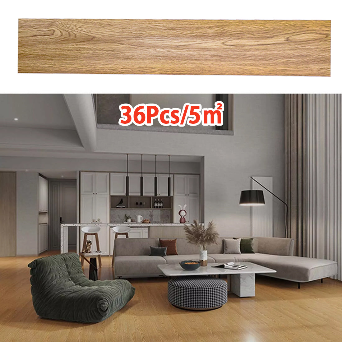 5m Floor Planks Tiles Self Adhesive Wood Effect Vinyl Flooring Kitchen Bathroom UK NEW