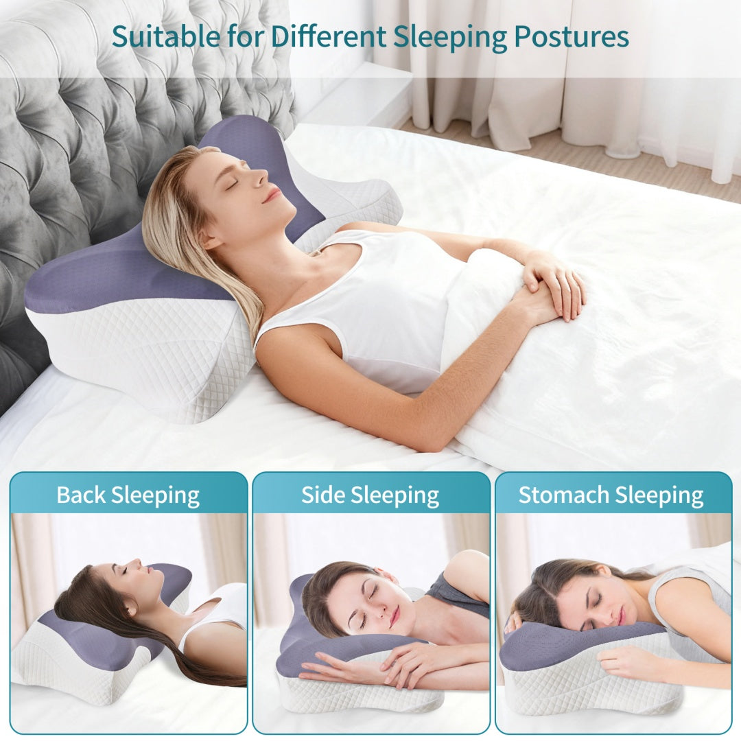 Cervical Neck Pillow, Cooling Ergonomic Memory Foam Pillows  Dual Height Orthopedic Support Contour Pillow For Side