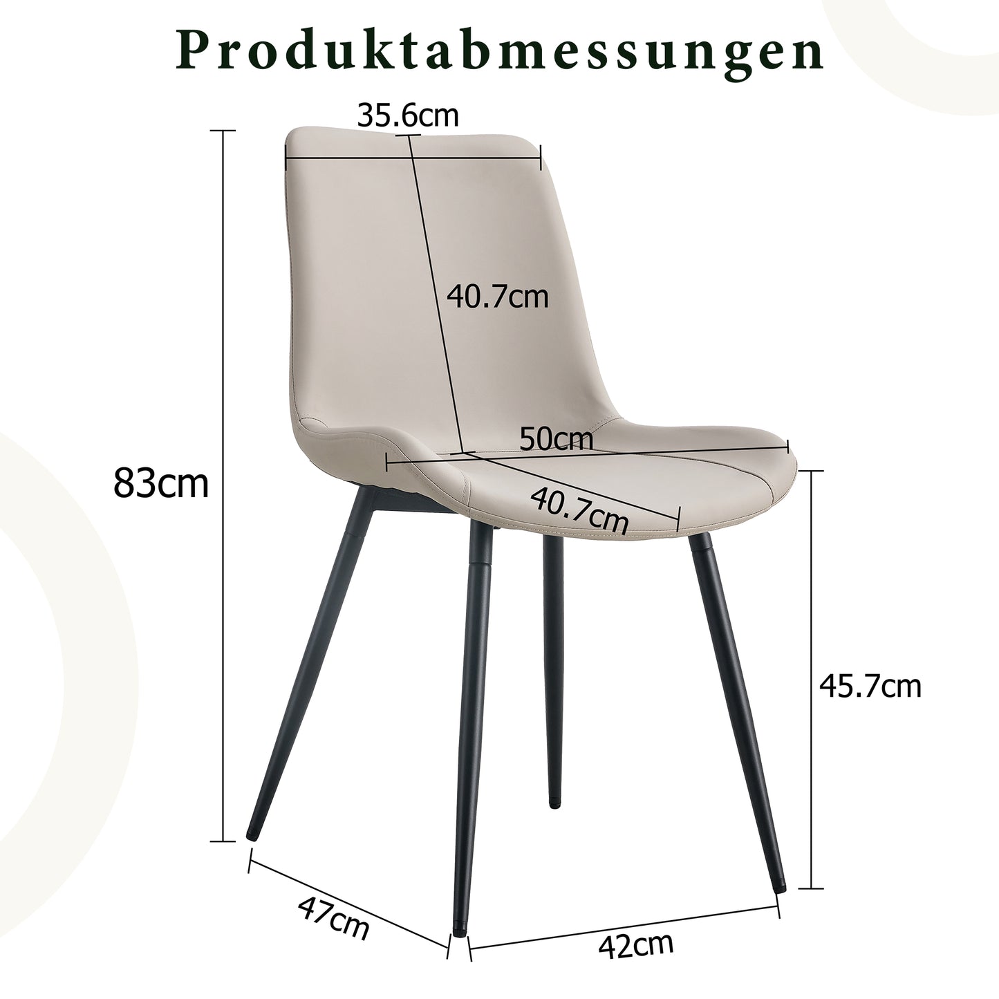 4-piece Set Of Faux Leather Dining Chairs Modern Design With Wide Seat, Backrest & Non-slip Metal Feet For Home Office