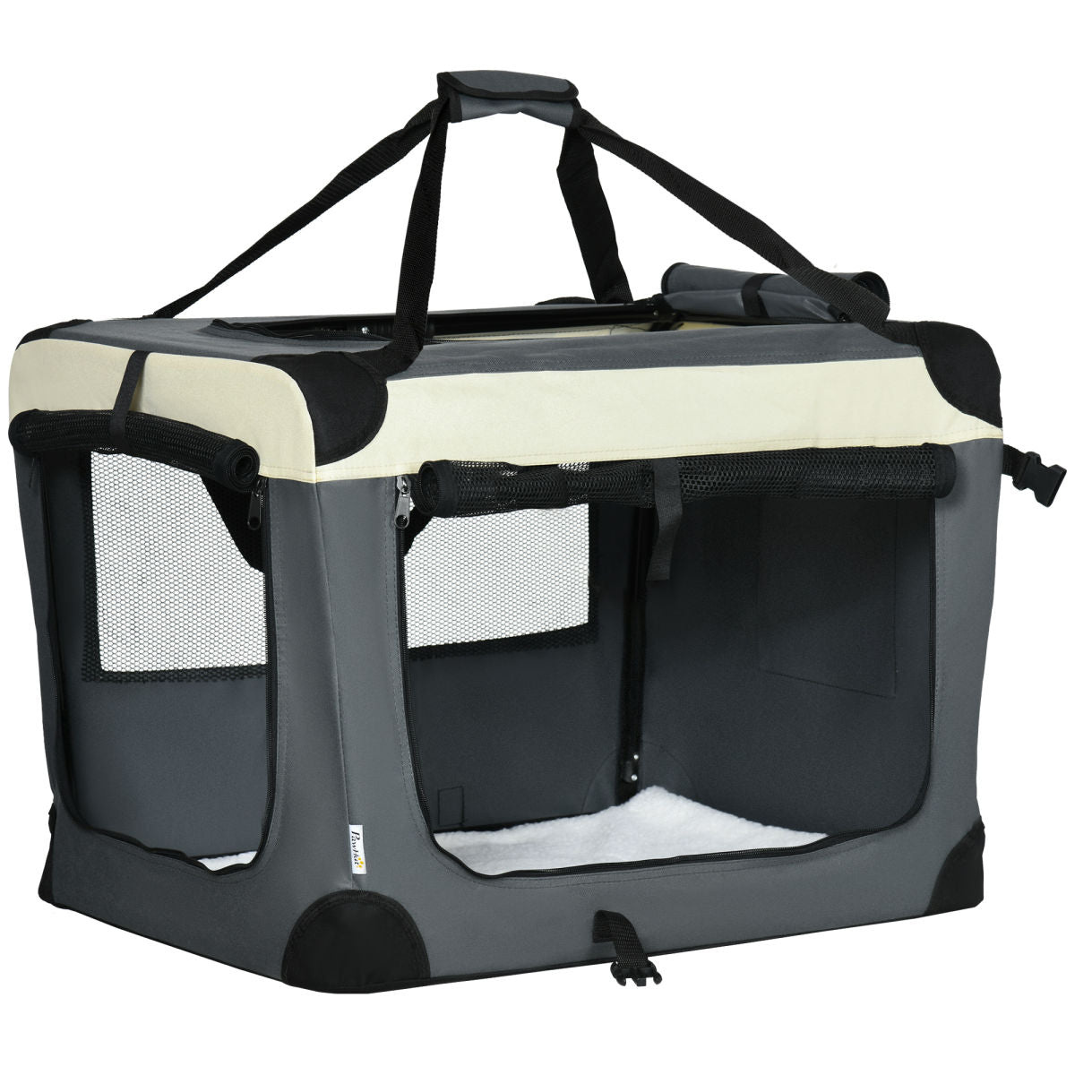 PawHut 70cm Foldable Pet Carrier, With Cushion, For Small Dogs And Cats - Grey