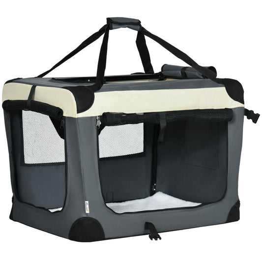 PawHut 70cm Foldable Pet Carrier, With Cushion, For Small Dogs And Cats - Grey